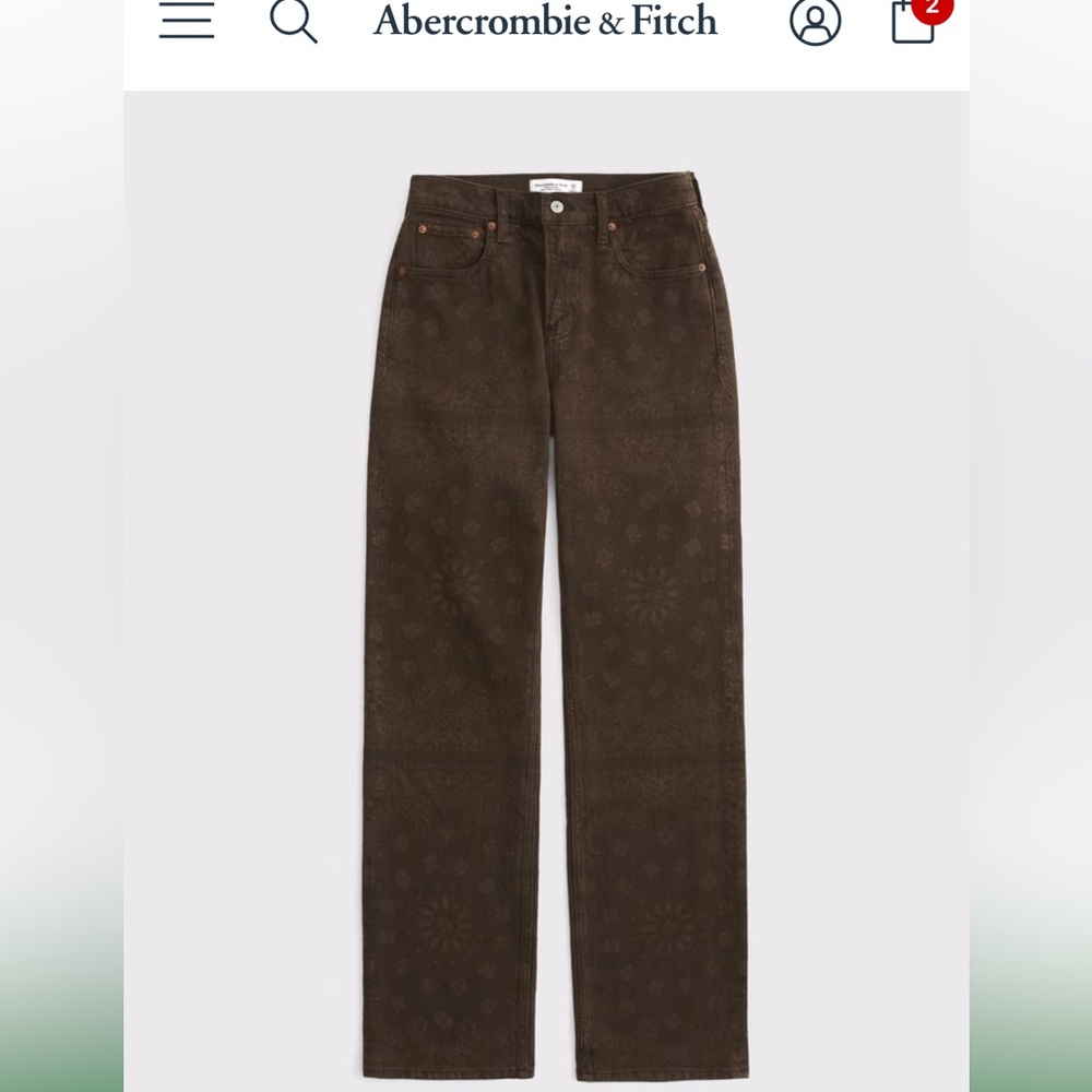 Abercrombie 90s relaxed straight leg jeans brown 25 long EEUC